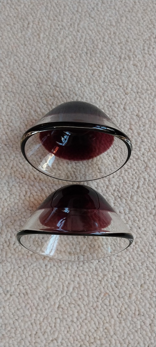 2 elegantissime ciotole soffiate a mano di Hadeland Willy Johansson, articolo di design scandinavo da 12 cm ciascuna