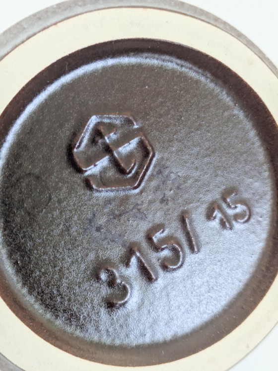 Image 1 of Steuler Keramik West-Duitsland vaas met blauw handvat, Fat Lava MCM 315/15 Cari Zalloni stijl