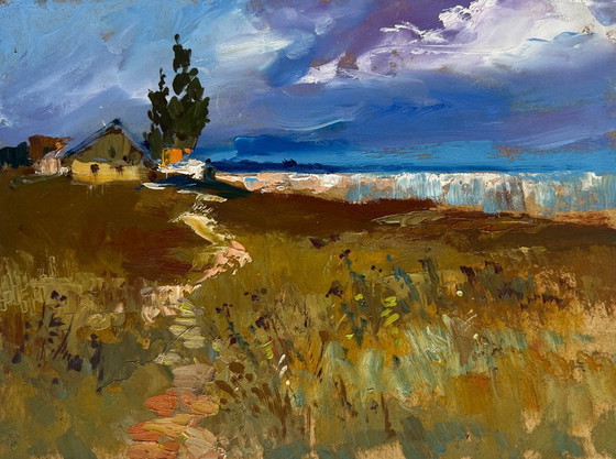 Image 1 of Original Oil Painting Summer Coastal Landscape After the thunderstorm