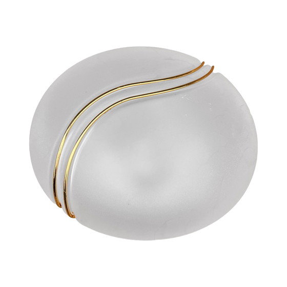 Image 1 of Hollywood Regency Metall-Lux-Glas-Deckenleuchte Italien 1980er Jahre