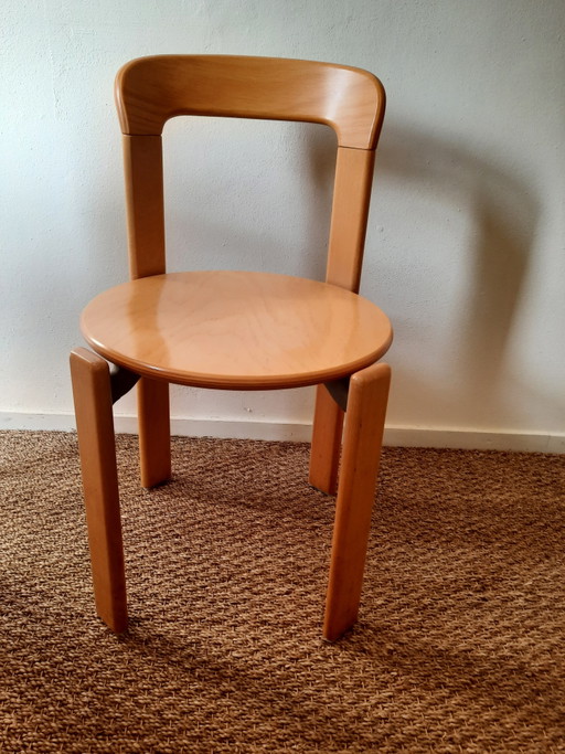 4 Sillas Kusch Diseñador Bruno Rey – eetkamerstoelen, Wood, Aluminium