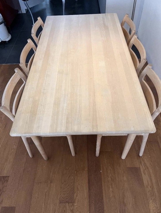 Image 1 of Danish design dining set oak table + 6 J.L. Møller chairs