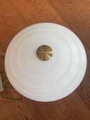 B+M Leuchten Table lamp matt/polished brass matt white flamed glass 1990s