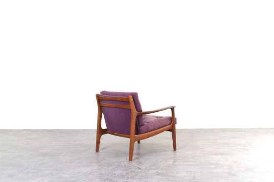 Mid-Century Lounge Chairs by Eugen Schmidt for Soloform, 1960s, Set of 2, Armchairs, Wood, Textile, Purple (photo 9 of 15)