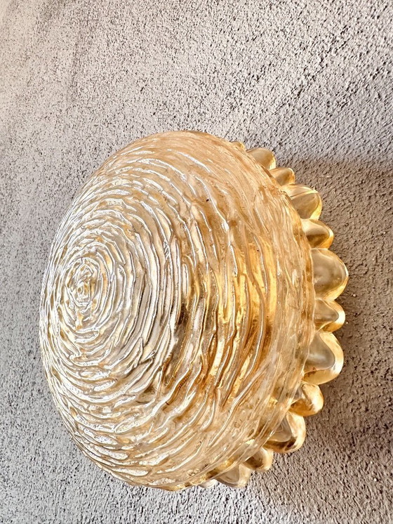 Image 1 of Vintage pair of amber glass wall lamps