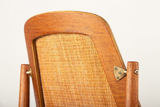 Image 1 of Série de 6 chaises Danoises en Teck, Cannage et Cuir, modèle FD 187 par Arne Vodder pour France & Son 1956.