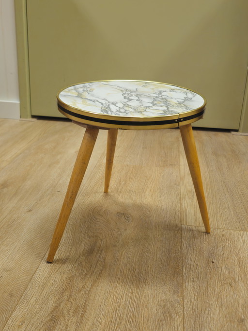 Vintage Marmer Plantentafeltje Tafeltje Bijzettafeltje 