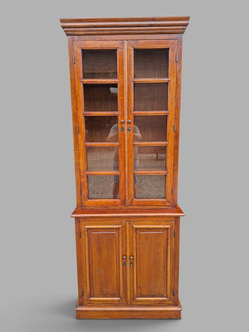 Classic English Display Cabinet, China Cabinet, Bookcase, Light Non-Disturbing Signs of Use, Dimensions: 88x38/27cm and 231cm Hi