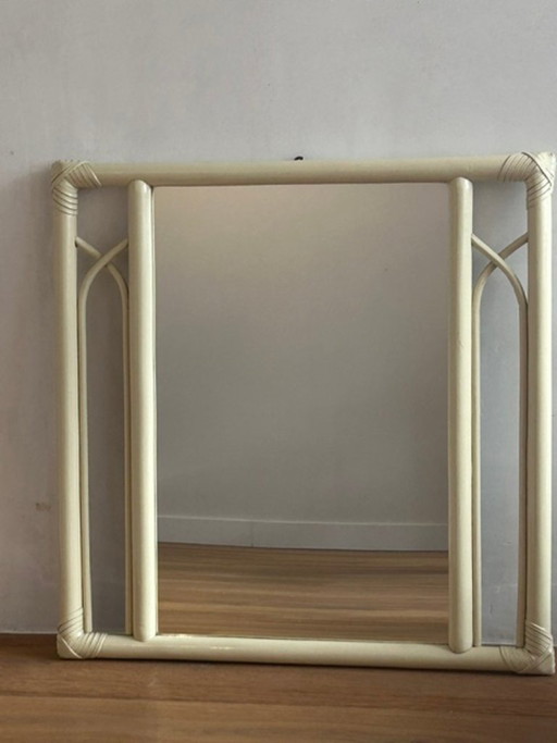 Exclusive Vintage Italian Bamboo & Rattan Wall Mirror – 70s / Boho Chic / Mid-Century Modern