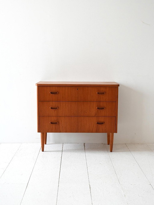 Scandinavische teakhouten ladekast met drie laden uit 1960