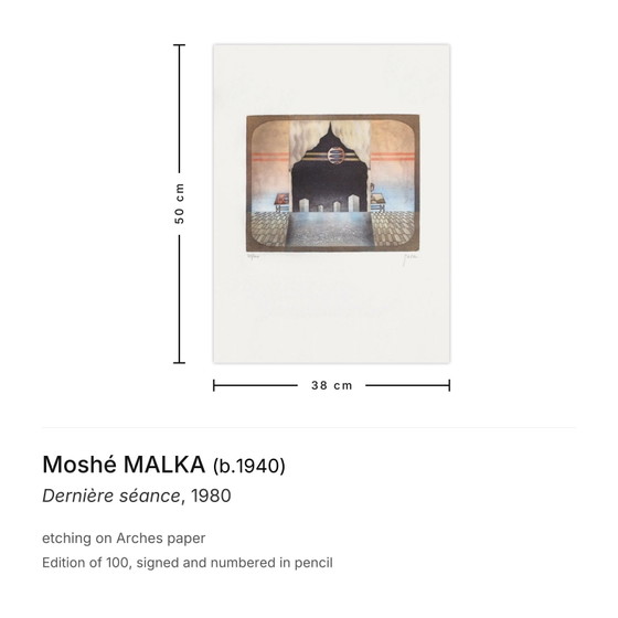 Moshé Malka signierte Radierung Dernière Séance 1980 – Lithographien & Drucke, Paper (photo 3 of 5)
