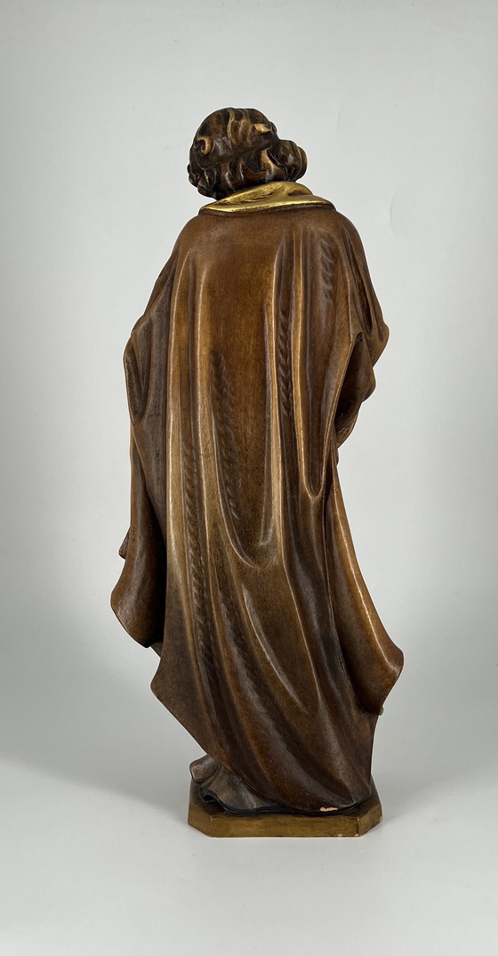 Image 1 of Escultura de San José tallada a mano, 35 cm – Madera dorada – Cecconi Viena