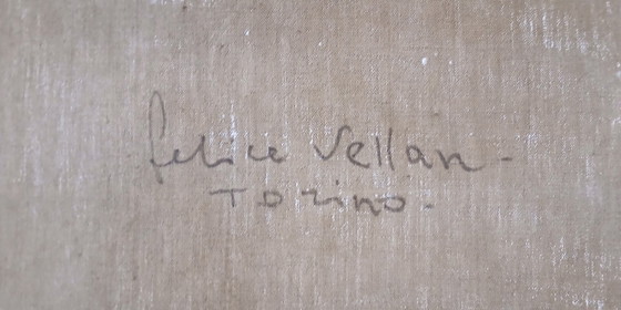 Felice Vellan (1889–1976) / Painting "Mercatino A Mazzè" – Paintings & Drawings, Canvas (photo 2 of 5)
