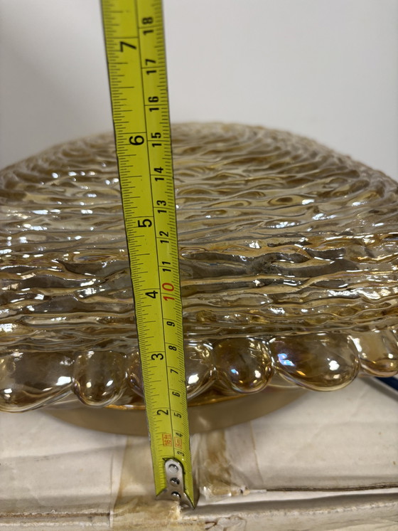 Image 1 of New old stock in doos !  Grote hoogstwaarschijnlijk Glashütte Limburg ?? plafonnière of wandlamp amber glas jaren ‘60/’70