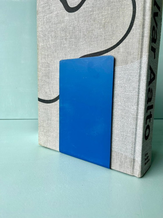 Image 1 of Serre-livres (lot de 2) en métal bleu, style postmoderne vintage années 70-80, pour étagère