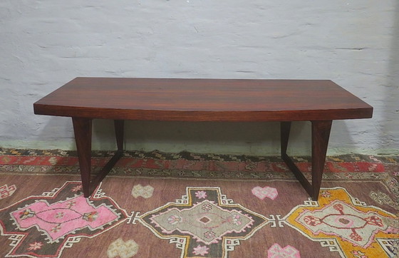 Image 1 of Leif Hansen Curved Coffee Table on Sled Feet, Denmark 1960s
