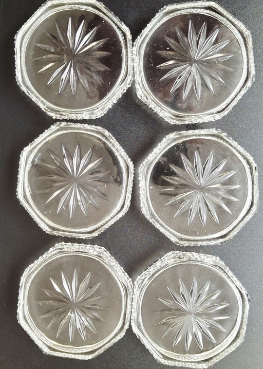 Set de 6 posavasos vintage de cristal Leerdam (1938) – Art Déco