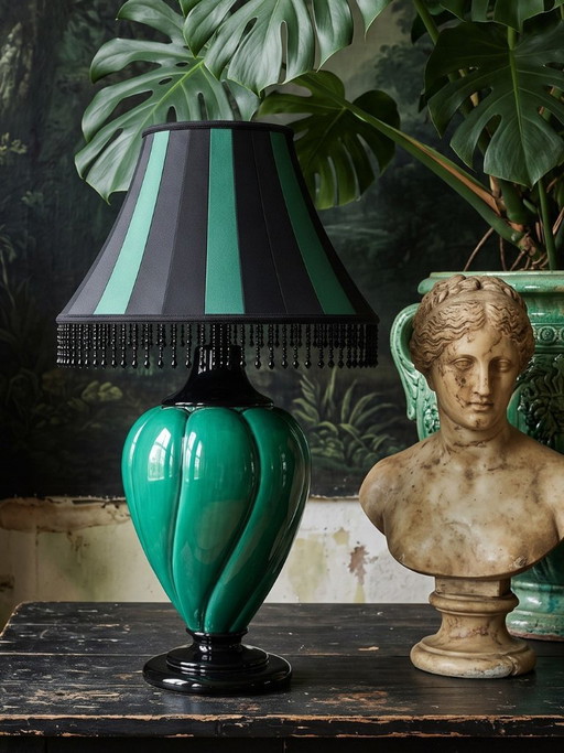 Große Vintage-Lampe von Mathias aus grüner und schwarzer Keramik, 1970er Jahre – tafellampen, Ceramic (photo 2 of 10)