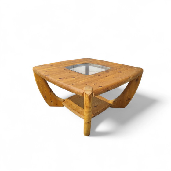 Image 1 of Grenenhouten salontafel uit de jaren 70, toegeschreven aan Rainer Daumiller.