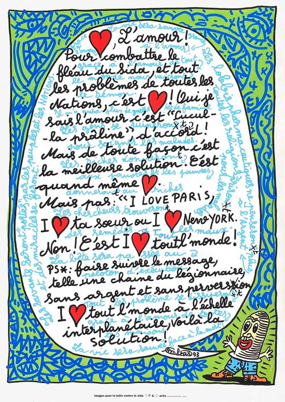 Image 1 of Robert COMBAS L'amour (SIDA) originele poster 1993