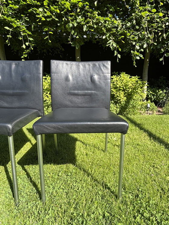 Image 1 of 6x (Set) Walter Knoll Jason Lite Stuhl Schwarz Leder