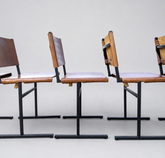 5 sedie Memento — Jesse Sanderson per WDSTCK, pelle color cognac – Sedie da pranzo, Leather, Metal (photo 5 of 15)