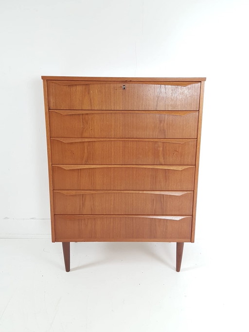 Vintage Danish teak wooden dresser | 6 drawers