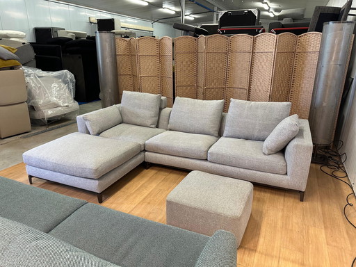 Minotti Andersen Corner Sofa Gray + Hocker