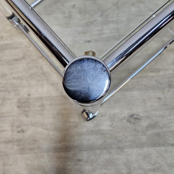 Vintage glass and chrome drinks trolley / tea trolley / side table (mobile) – Bar carts (photo 10 of 14)