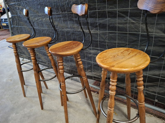 Image 1 of 4x Bar stool bar chair stool vintage design