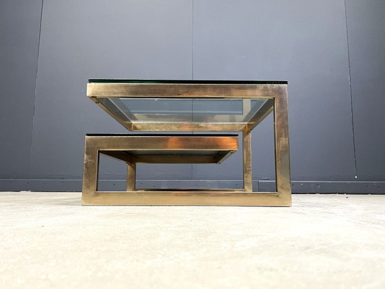 Image 1 of Table basse Belgochrom en or 23 carats en forme de G, années 1970