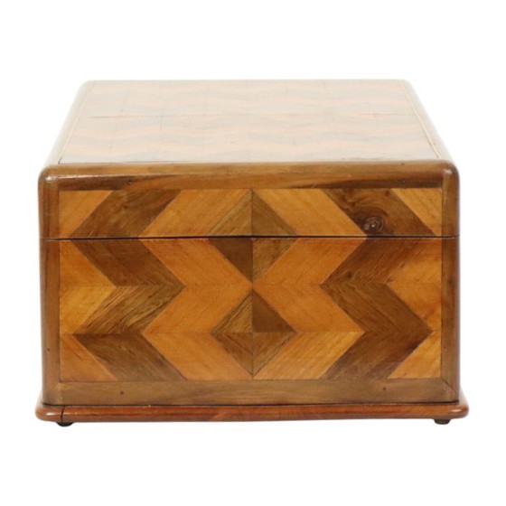 Image 1 of Schmuckkästchen aus Holz, Chevron-Muster, Art Deco