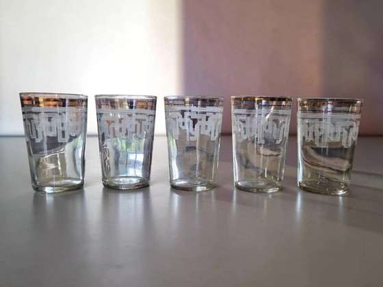 5 bicchieri / tazze vintage, design geometrico Art Déco – Bicchieri e caraffe, Crystal, Glass, Art Deco (photo 6 of 6)