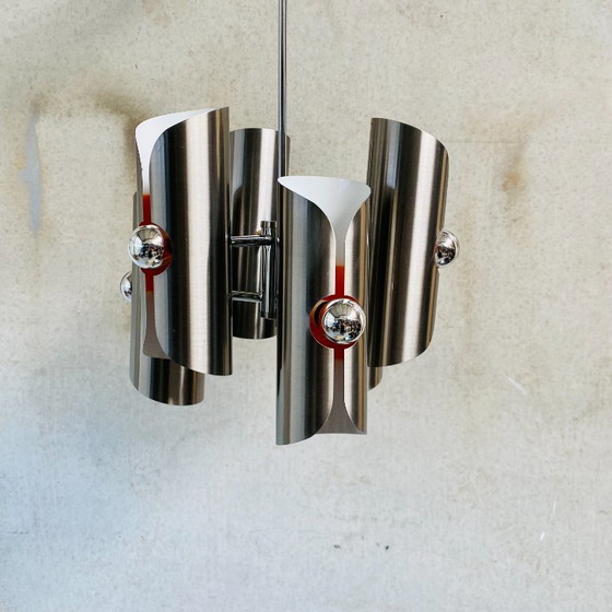 Image 1 of Space Age Aluminum Pendant Lamp By Polam Bielsko-Białae 1970