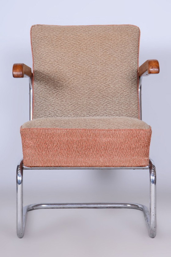 Originele Bauhaus-fauteuil, van Vichr a Spol., chroom, staal, Tsjechisch, jaren 1930 – Textile, Wood (photo 9 of 10)