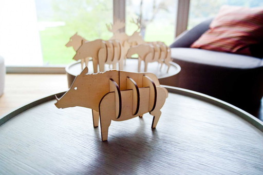 Animal (wild boar) - wooden ornament Made in Italy by Ulap design