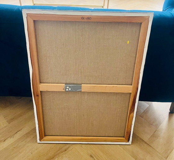 Image 1 of Original Abstract Painting Guitar Player Music Art Signed AK 2003 Modern Expressionist Colorful Wall Decor Canvas 