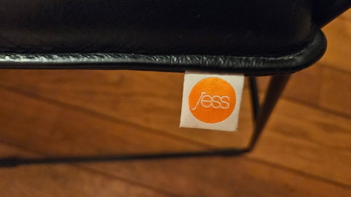 6 stoelen van jess, leder, zwart, bruin,