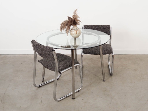 Mesa de cristal, diseño italiano, década de 1980, fabricada en Italia.