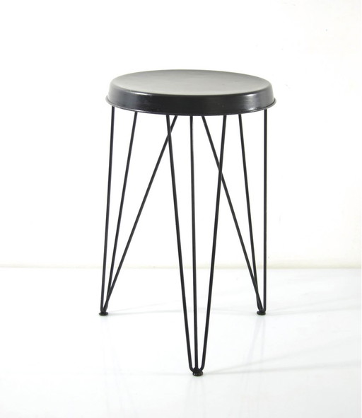 Tabouret Pilastro noir vintage années soixante par Tjerk Reijenga