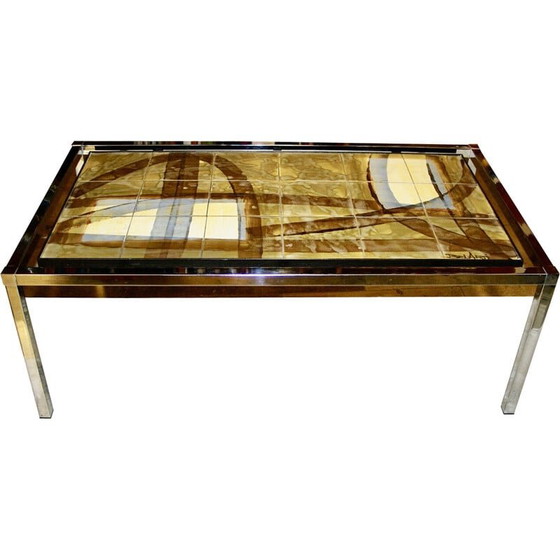 Image 1 of Vintage ceramic and steel coffee table by Juliette Belarti