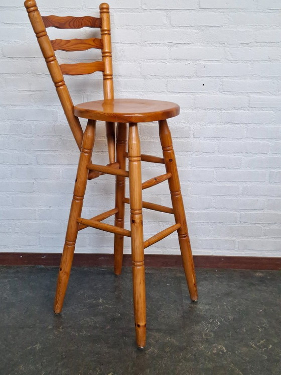 Image 1 of 3 sgabelli da bar brutalisti in pino