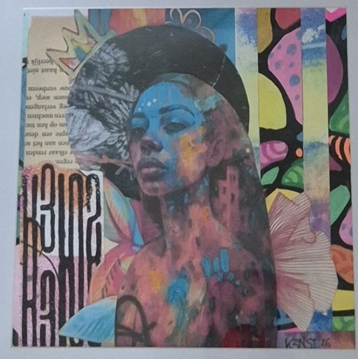 Collage technique mixte « Color Riot » sur papier