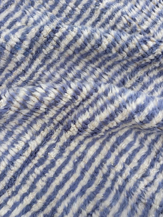 Image 1 of Moroccan Beni Ouarain Rug 200x310 cm Handmade Wool Rug Large Blue White Berber Carpet Free Shipping Hand Knotted Atlas Mountains