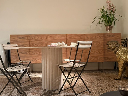 Mesa de comedor rectangular de madera maciza de travertino – mesa de piedra natural