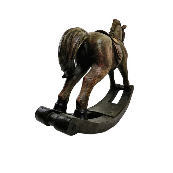 Image 1 of Stoer Houten Schommelpaard – Retro / Vintage Decoratie