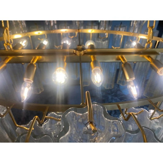 Image 1 of Luxe ovale Tronchi kroonluchter van helder en amberkleurig Murano-glas.