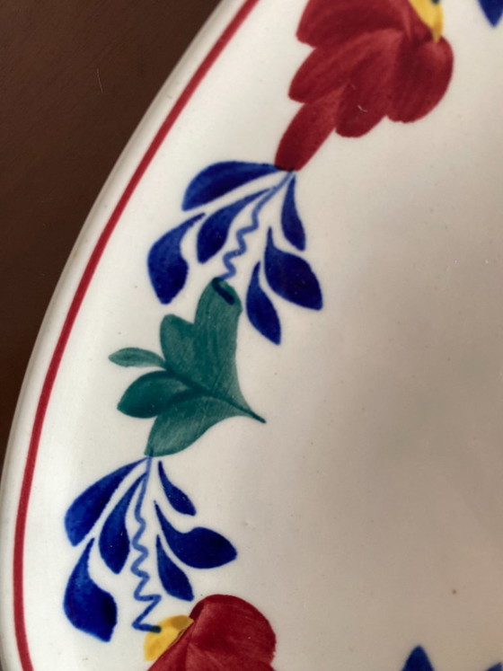 Antique Petrus Regout Maastricht “Boerenbont” Oval Serving Platter – C. 1900 – Crockery, Porcelain (photo 8 of 8)