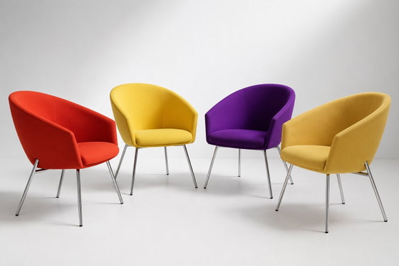 4 x Originele Artifort Megan Fauteuils van Rene Holten – Metal, Textile (photo 9 of 9)