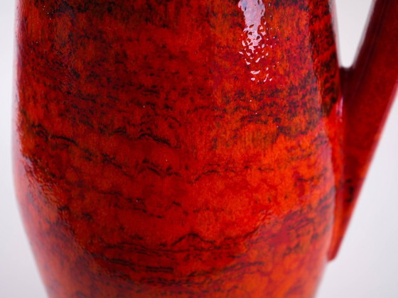 Image 1 of Red ceramic vase, German design, 1960s, made in West Germany